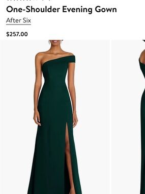 After Six Emerald One-Shoulder Evening Gown with Thigh Slit